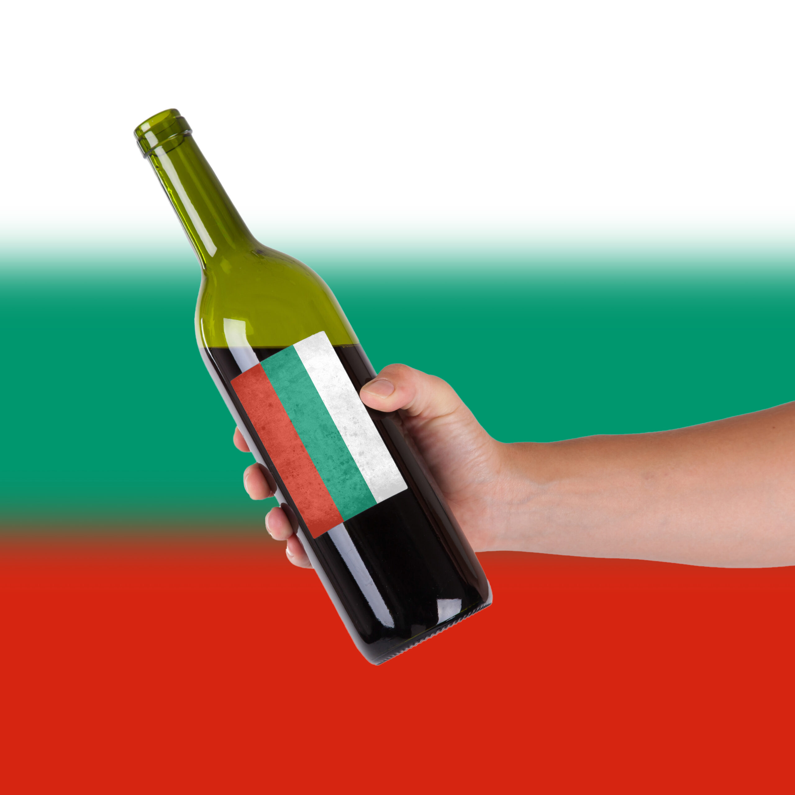 A bottle of red wine, label of Bulgaria. Source: AdobeStock
